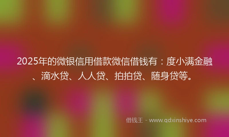 2025年的微银信用借款微信借钱有：度小满金融、滴水贷、人人贷、拍拍贷、随身贷等。
