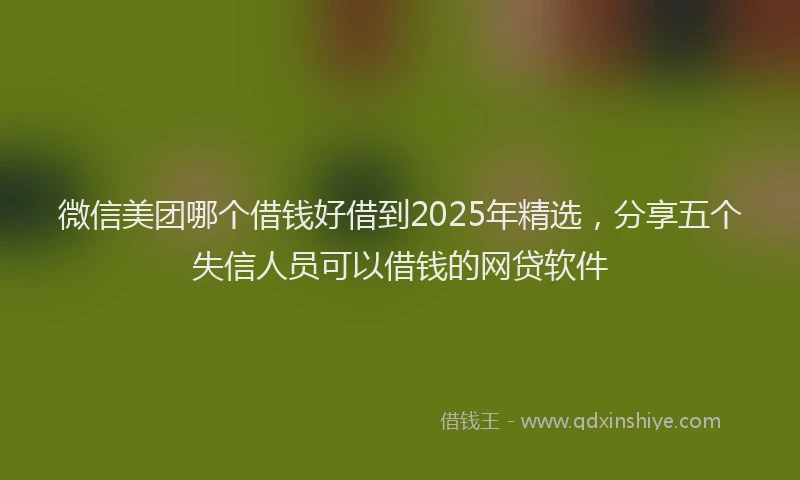 微信美团哪个借钱好借到2025年精选，分享五个失信人员可以借钱的网贷软件