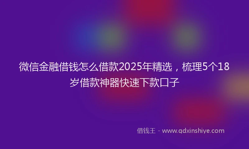 微信金融借钱怎么借款2025年精选，梳理5个18岁借款神器快速下款口子