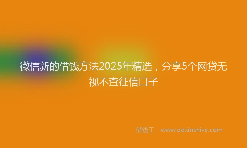 微信新的借钱方法2025年精选，分享5个网贷无视不查征信口子
