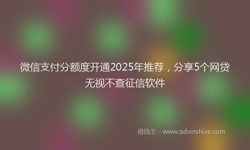 微信支付分额度开通2025年推荐，分享5个网贷无视不查征信软件