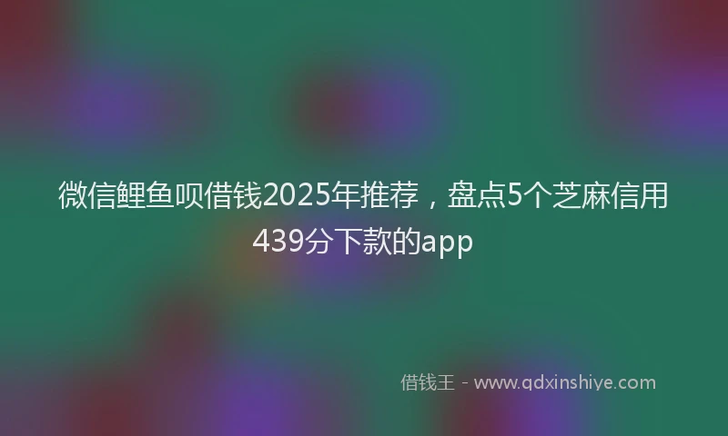 微信鲤鱼呗借钱2025年推荐，盘点5个芝麻信用439分下款的app
