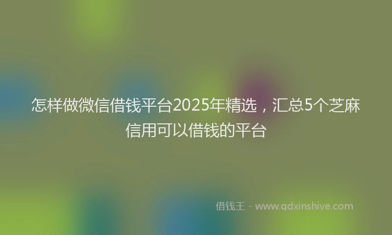 怎样做微信借钱平台2025年精选，汇总5个芝麻信用可以借钱的平台