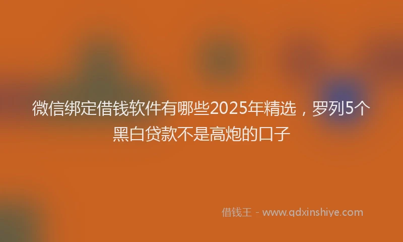 微信绑定借钱软件有哪些2025年精选，罗列5个黑白贷款不是高炮的口子