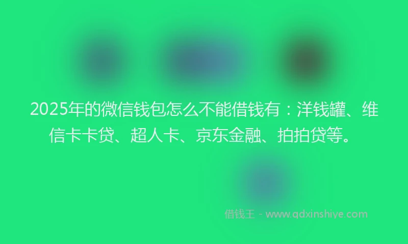 2025年的微信钱包怎么不能借钱有：洋钱罐、维信卡卡贷、超人卡、京东金融、拍拍贷等。