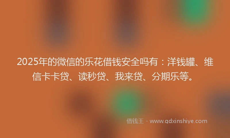 2025年的微信的乐花借钱安全吗有：洋钱罐、维信卡卡贷、读秒贷、我来贷、分期乐等。