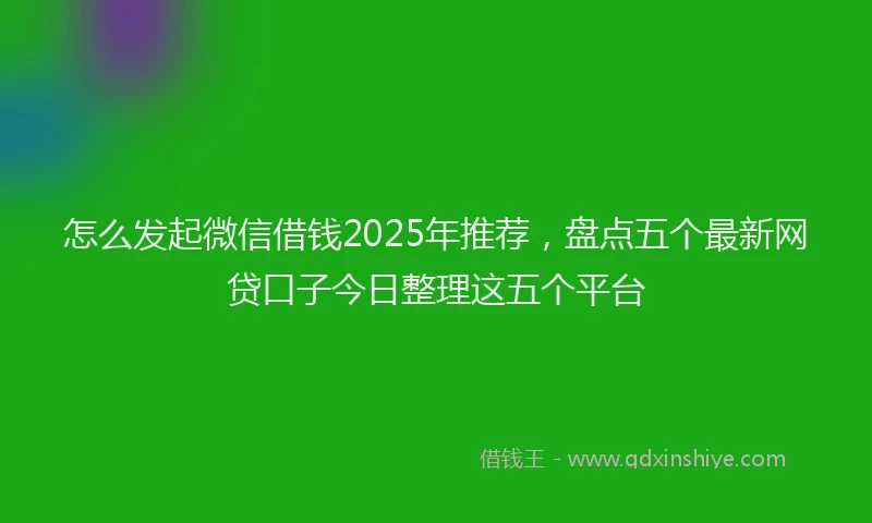 怎么发起微信借钱2025年推荐，盘点五个最新网贷口子今日整理这五个平台