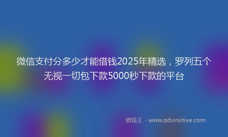 微信支付分多少才能借钱2025年精选，罗列五个无视一切包下款5000秒下款的平台