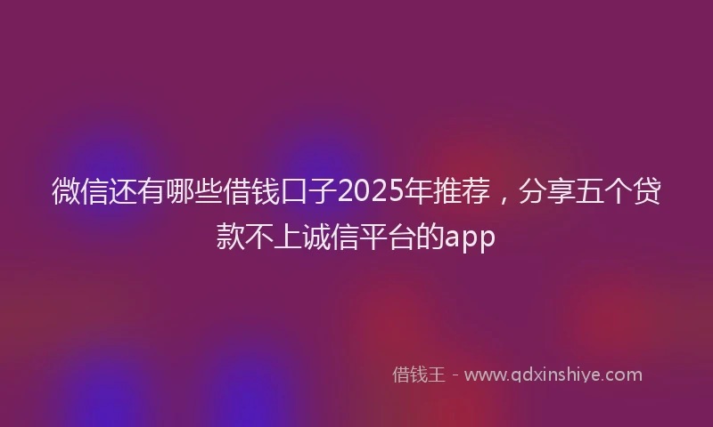 微信还有哪些借钱口子2025年推荐，分享五个贷款不上诚信平台的app