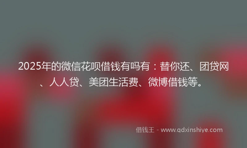 2025年的微信花呗借钱有吗有：替你还、团贷网、人人贷、美团生活费、微博借钱等。