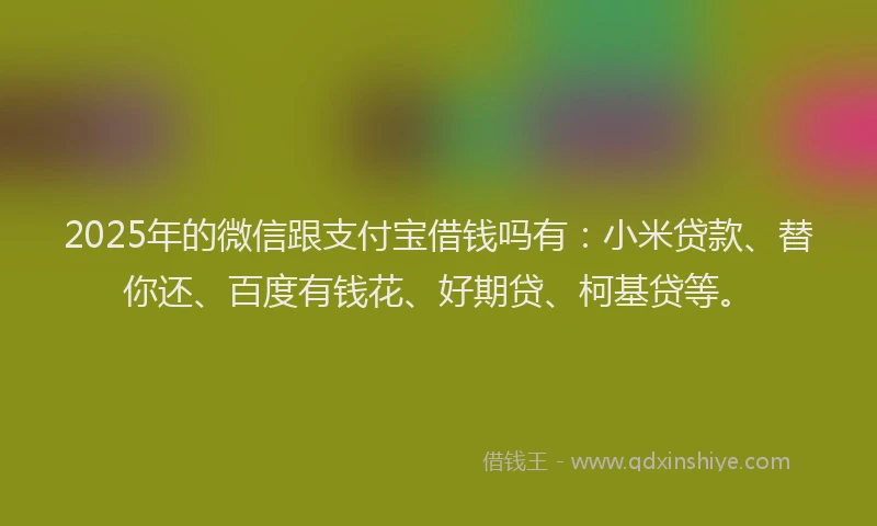 2025年的微信跟支付宝借钱吗有：小米贷款、替你还、百度有钱花、好期贷、柯基贷等。
