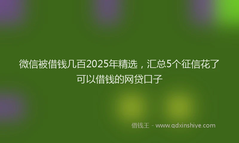 微信被借钱几百2025年精选，汇总5个征信花了可以借钱的网贷口子
