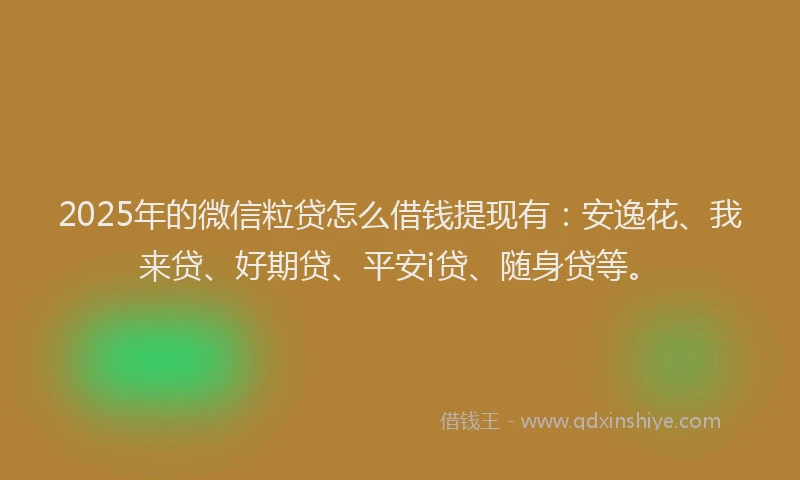 2025年的微信粒贷怎么借钱提现有：安逸花、我来贷、好期贷、平安i贷、随身贷等。