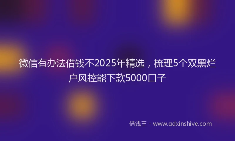 微信有办法借钱不2025年精选，梳理5个双黑烂户风控能下款5000口子