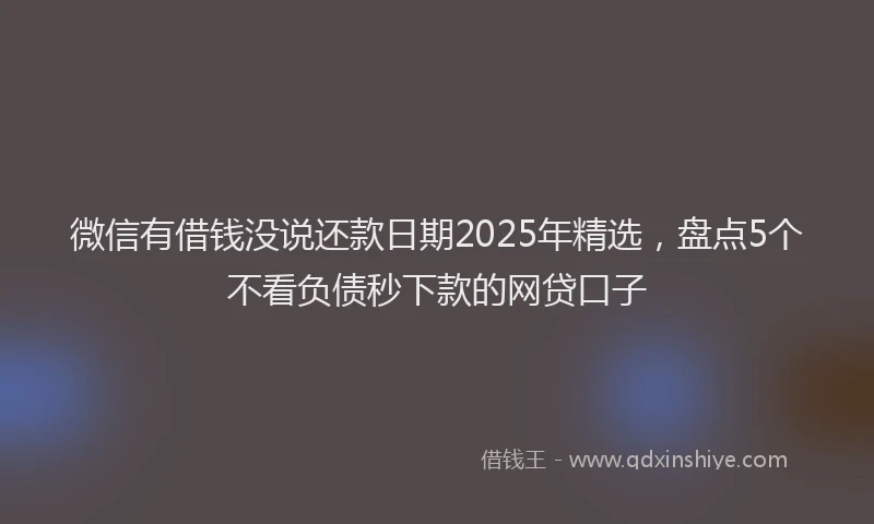 微信有借钱没说还款日期2025年精选，盘点5个不看负债秒下款的网贷口子