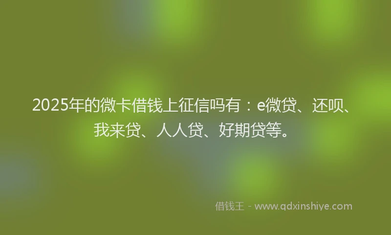 2025年的微卡借钱上征信吗有：e微贷、还呗、我来贷、人人贷、好期贷等。