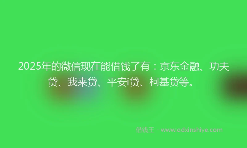 2025年的微信现在能借钱了有：京东金融、功夫贷、我来贷、平安i贷、柯基贷等。