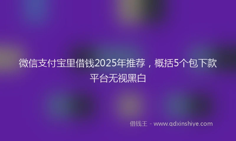 微信支付宝里借钱2025年推荐，概括5个包下款平台无视黑白