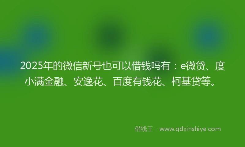 2025年的微信新号也可以借钱吗有：e微贷、度小满金融、安逸花、百度有钱花、柯基贷等。