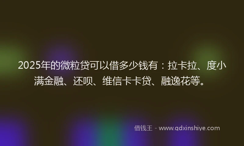 2025年的微粒贷可以借多少钱有：拉卡拉、度小满金融、还呗、维信卡卡贷、融逸花等。