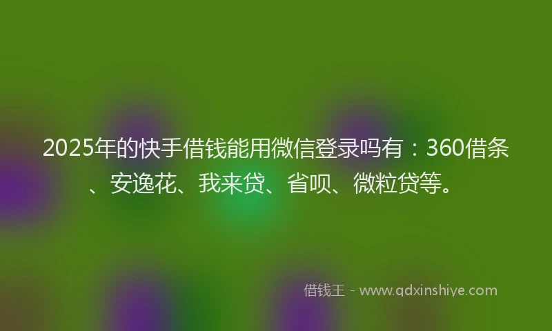2025年的快手借钱能用微信登录吗有：360借条、安逸花、我来贷、省呗、微粒贷等。