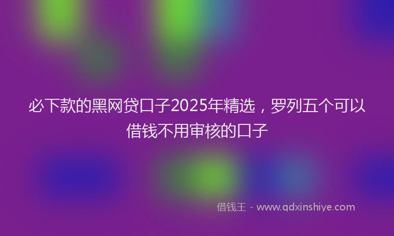 必下款的黑网贷口子2025年精选，罗列五个可以借钱不用审核的口子
