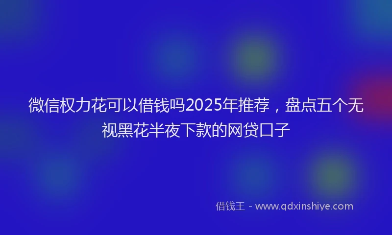 微信权力花可以借钱吗2025年推荐，盘点五个无视黑花半夜下款的网贷口子