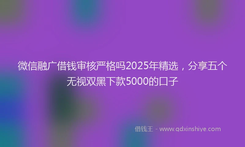 微信融广借钱审核严格吗2025年精选，分享五个无视双黑下款5000的口子