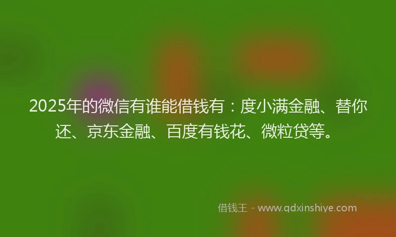 2025年的微信有谁能借钱有：度小满金融、替你还、京东金融、百度有钱花、微粒贷等。