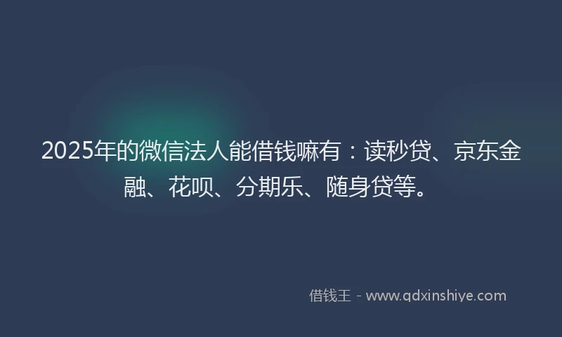 2025年的微信法人能借钱嘛有：读秒贷、京东金融、花呗、分期乐、随身贷等。