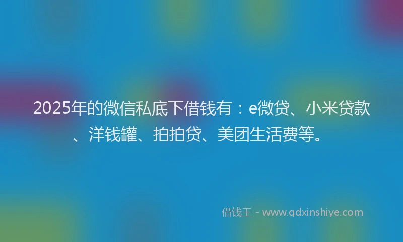 2025年的微信私底下借钱有：e微贷、小米贷款、洋钱罐、拍拍贷、美团生活费等。