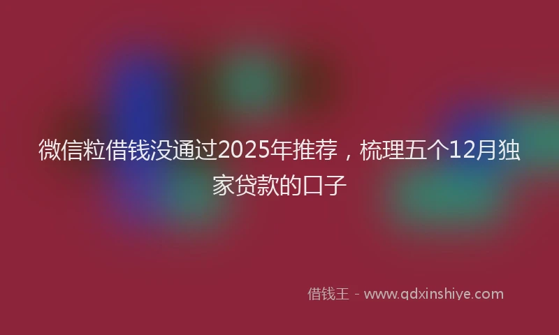 微信粒借钱没通过2025年推荐，梳理五个12月独家贷款的口子