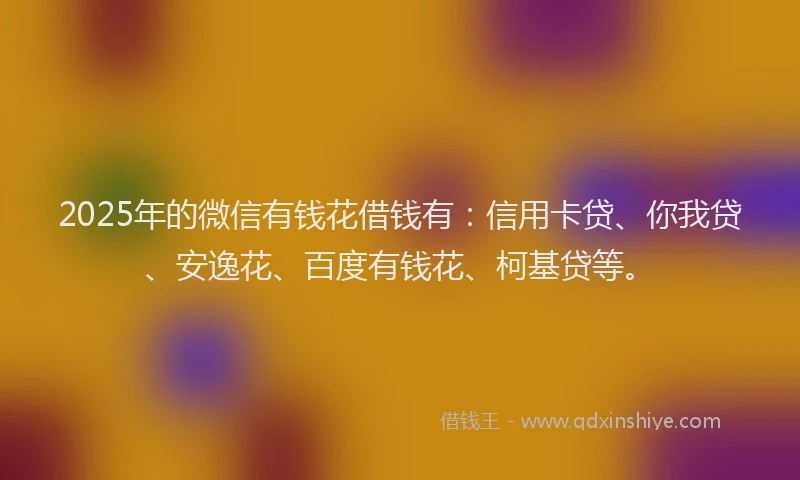 2025年的微信有钱花借钱有：信用卡贷、你我贷、安逸花、百度有钱花、柯基贷等。