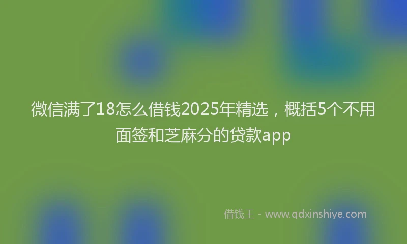 微信满了18怎么借钱2025年精选，概括5个不用面签和芝麻分的贷款app