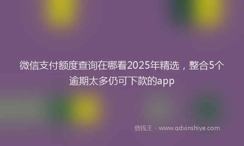 微信支付额度查询在哪看2025年精选，整合5个逾期太多仍可下款的app