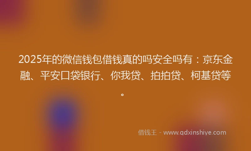 2025年的微信钱包借钱真的吗安全吗有：京东金融、平安口袋银行、你我贷、拍拍贷、柯基贷等。