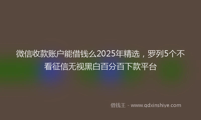 微信收款账户能借钱么2025年精选，罗列5个不看征信无视黑白百分百下款平台