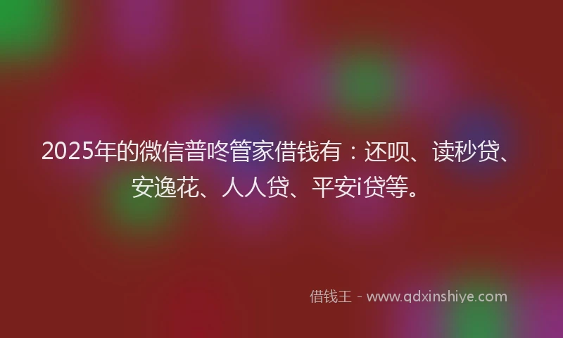 2025年的微信普咚管家借钱有：还呗、读秒贷、安逸花、人人贷、平安i贷等。