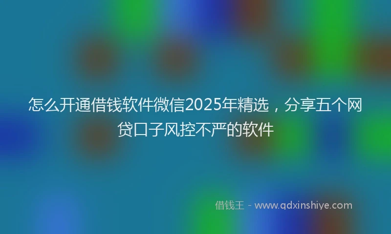 怎么开通借钱软件微信2025年精选，分享五个网贷口子风控不严的软件