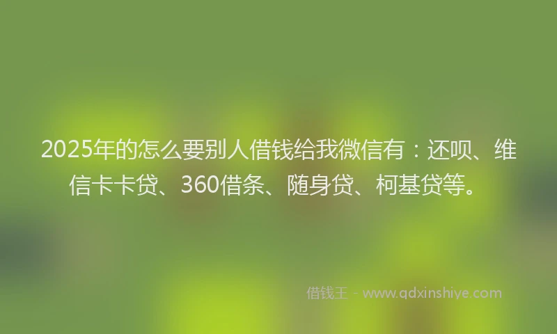 2025年的怎么要别人借钱给我微信有：还呗、维信卡卡贷、360借条、随身贷、柯基贷等。