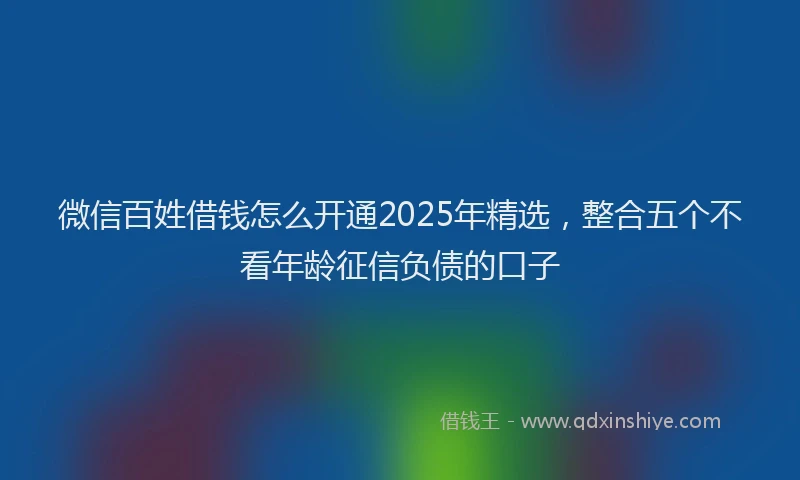 微信百姓借钱怎么开通2025年精选，整合五个不看年龄征信负债的口子