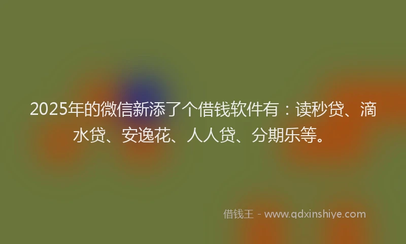 2025年的微信新添了个借钱软件有：读秒贷、滴水贷、安逸花、人人贷、分期乐等。