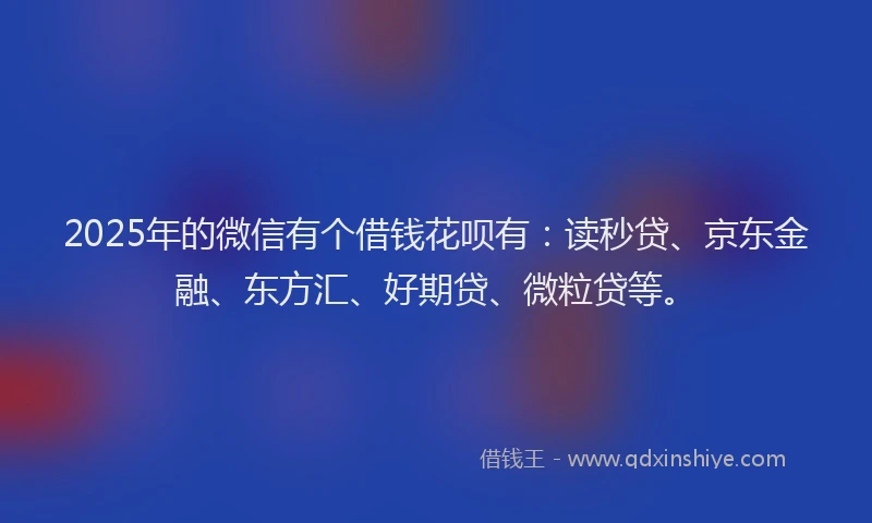 2025年的微信有个借钱花呗有：读秒贷、京东金融、东方汇、好期贷、微粒贷等。