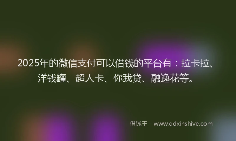 2025年的微信支付可以借钱的平台有：拉卡拉、洋钱罐、超人卡、你我贷、融逸花等。