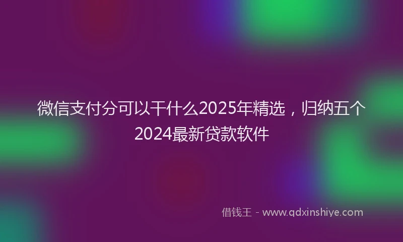 微信支付分可以干什么2025年精选，归纳五个2024最新贷款软件