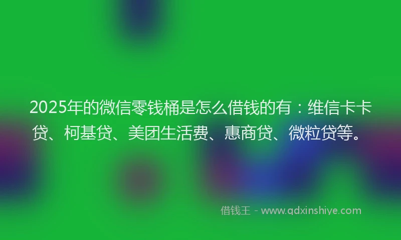 2025年的微信零钱桶是怎么借钱的有：维信卡卡贷、柯基贷、美团生活费、惠商贷、微粒贷等。