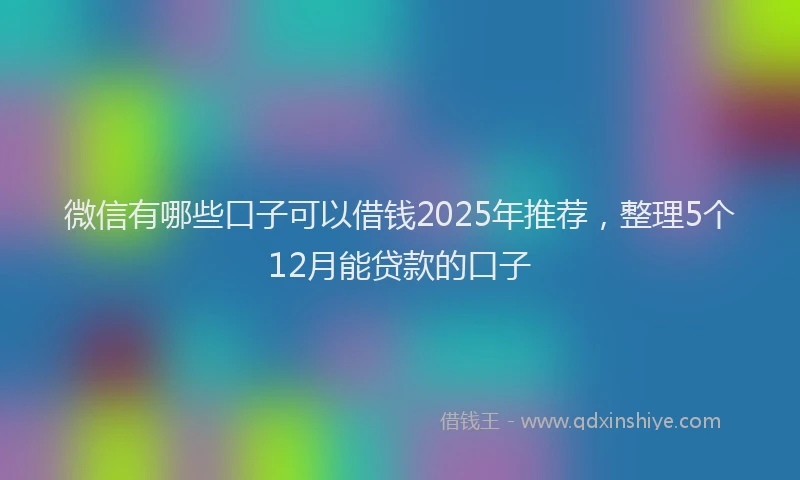 微信有哪些口子可以借钱2025年推荐，整理5个12月能贷款的口子