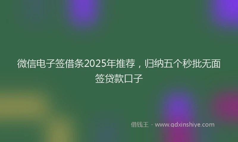 微信电子签借条2025年推荐，归纳五个秒批无面签贷款口子