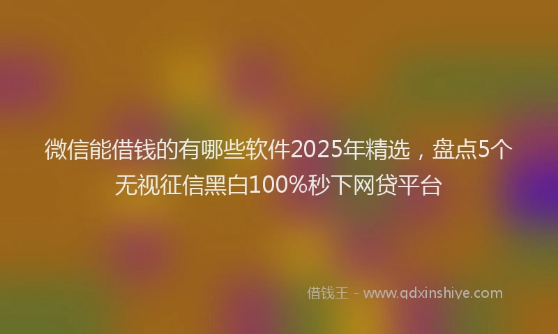 微信能借钱的有哪些软件2025年精选，盘点5个无视征信黑白100%秒下网贷平台