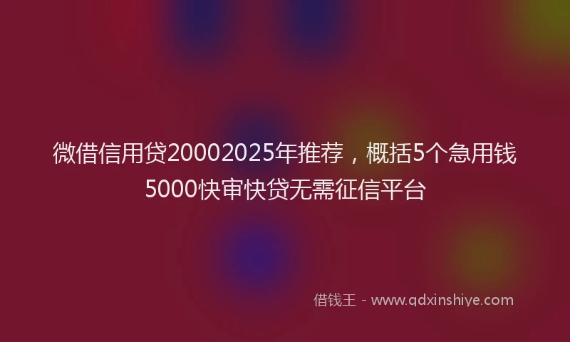 微借信用贷20002025年推荐，概括5个急用钱5000快审快贷无需征信平台